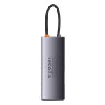 Adaptor HUB aluminiu 6-in-1 Baseus Metal Gleam, USB-C - 3x USB 3.2, 1x PD, 1x MicroSD, 1x SD, Gri 9 - lerato.ro