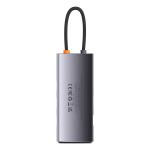 Adaptor HUB aluminiu 7-in-1 Baseus Metal Gleam, USB-C - 3x USB 3.2, 1x HDMI, 1x VGA, 1x PD, 1x RJ45, Gri