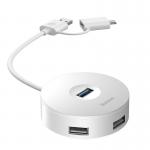 Adaptor HUB 5-in-1 Baseus Round Box USB/USB-C - 1x USB 3.0, 3x USB 2.0, 1x Micro-USB, 1m, Alb 2 - lerato.ro