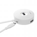 Adaptor HUB 5-in-1 Baseus Round Box USB/USB-C - 1x USB 3.0, 3x USB 2.0, 1x Micro-USB, 1m, Alb 3 - lerato.ro
