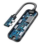 Adaptor HUB aluminiu 8-in-1 Baseus, 2x USB-C - 2x USB 3.0, 2x HDMI, 1x SD, 1x Micro SD, 1x USB-C, 1x RJ45, Gri 8 - lerato.ro