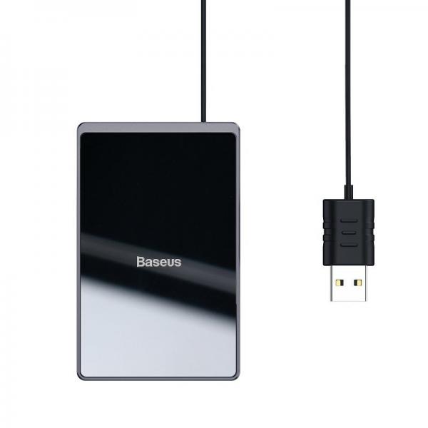 Incarcator Universal Wireless Baseus Card Ultra Thin, 15W, IP67, Cablu USB inclus, Negru