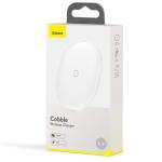 Incarcator Universal Wireless Baseus Cobble, 15W, 2A, LED, Cablu USB-C inclus, Alb