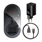 Incarcator Universal Wireless Baseus Simple 2 in 1, 20W, incarcator retea si cablu USB-C incluse, Negru/Transparent 2 - lerato.ro