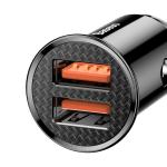 Incarcator auto Baseus Circular, Dual USB, Putere 30W, Quick Charge 3.0, Black 5 - lerato.ro