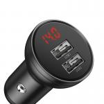 Incarcator auto Baseus Digital Display, Dual USB, Quick Charge 24W, Grey 5 - lerato.ro