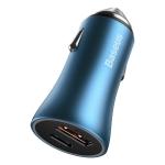 Incarcator auto Baseus Golden, USB/USB-C, Quick Charge 3.0, Power Delivery 40W, Cablu USB-C - Lightning inclus, Albastru 11 - lerato.ro