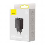 Incarcator retea rapid compact Baseus CCXJ-E01, 2xUSB, USB-C, PD/QC 3.0, 30W, 3A, Negru 5 - lerato.ro