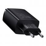Incarcator retea rapid compact Baseus CCXJ-E01, 2xUSB, USB-C, PD/QC 3.0, 30W, 3A, Negru 8 - lerato.ro