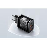 Incarcator retea rapid compact Baseus CCXJ-E01, 2xUSB, USB-C, PD/QC 3.0, 30W, 3A, Negru 10 - lerato.ro