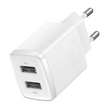 Incarcator retea rapid Baseus Compact, 2x USB, Quick Charge, 10.5W, 2.1A, Alb