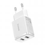 Incarcator retea rapid Baseus Compact, 2x USB, Quick Charge, 10.5W, 2.1A, Alb 6 - lerato.ro