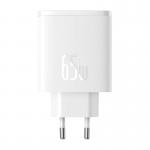 Incarcator retea Baseus Cube Pro GaN, USB si 2x USB-C, 65W, Alb 2 - lerato.ro