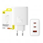 Incarcator retea Baseus Cube Pro GaN, USB si 2x USB-C, 65W, Alb 5 - lerato.ro