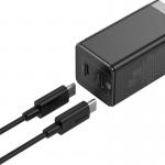 Incarcator retea Baseus GaN Mini, 2x USB-C, Quick Charge, 45W, LED, Cablu USB-C 1m inclus, Negru