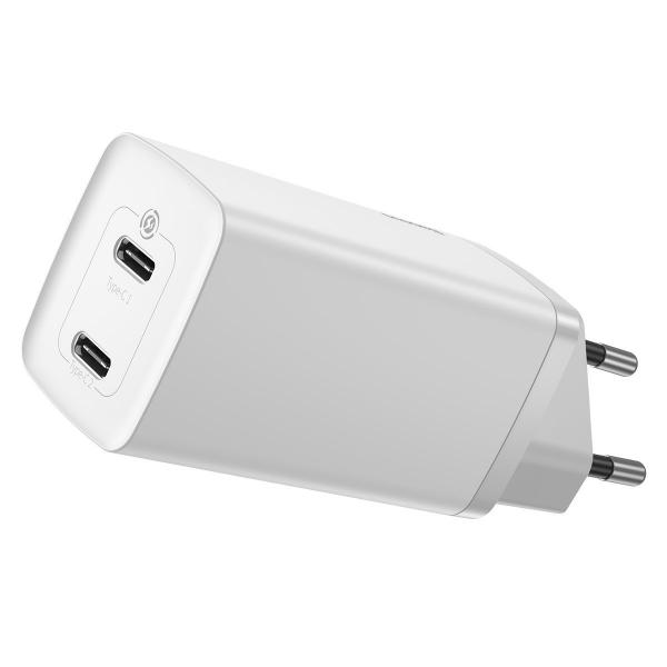 Incarcator retea Baseus GaN2 Lite, 2x USB-C, Quick Charge 4.0, Power Delivery 3.0, 65W, Alb 1 - lerato.ro