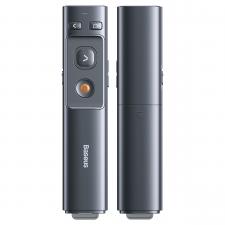 Presenter Bluetooth Baseus Orange Dot, 2.4GHz, USB si USB-C, Laser Pointer, Universal, Gri