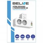 Prelungitor pentru interior Beline, 2 prize, 2xUSB-A, 1xUSB-C, 2500W, 10A, Alb 7 - lerato.ro
