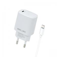 Incarcator retea Beline BLNCW20L, 20W, 3A, 1x USB-C, 1x Cablu Lightning 1m, Alb