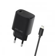 Incarcator retea Beline BLNCB20L, 20W, 3A, 1x USB-C, 1x Cablu Lightning 1m, Negru