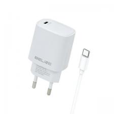 Incarcator retea Beline BLNCW20C, 20W, 3A, 1x USB-C, 1x Cablu USB-C 1m, Alb