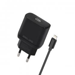 Incarcator retea Beline BLNCB30L, 30W, 3A, 1x USB-C, 1x Cablu Lightning 1m, Negru
