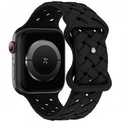 Curea Beline Silicone Woven compatibila cu Apple Watch 42/44/45/49mm, Negru
