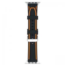 Curea Beline Solid Silicone Strap compatibila cu Apple Watch 38/40/41mm, Negru / Portocaliu