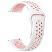 Curea universala din silicon Beline Sport, 22mm, Alb / Roz