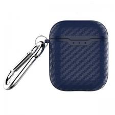 Carcasa Beline Carbon Cover compatibila cu Apple AirPods 1/2, Albastru