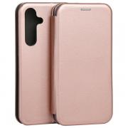 Carcasa flip cover Beline Magnetic Book compatibila cu Samsung Galaxy S24 FE, Rose Gold