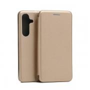 Carcasa flip cover Beline Magnetic Book compatibila cu Samsung Galaxy S24, Gold