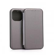 Carcasa flip cover Beline Magnetic Book compatibila cu iPhone 15 Pro, Silver