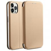 Carcasa flip cover Beline Magnetic Book compatibila cu iPhone 15 Pro, Gold