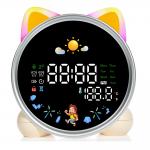 Ceas cu alarma MajesticLine, Snooze, Display Digital, Iluminare LED cu 5 efecte, 1800mAh, Autonomie 100h, USB-C, Alb 2 - lerato.ro