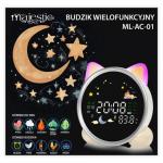 Ceas cu alarma MajesticLine, Snooze, Display Digital, Iluminare LED cu 5 efecte, 1800mAh, Autonomie 100h, USB-C, Alb 4 - lerato.ro