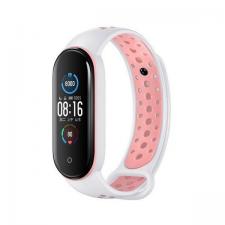 Accesorii Xiaomi Band, Curea din silicon Beline Design compatibila cu Xiaomi Mi Band 7/6/5, Alb / Roz, lerato.ro
