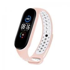 Accesorii Xiaomi Band, Curea din silicon Beline Design compatibila cu Xiaomi Mi Band 7/6/5, Roz / Alb, lerato.ro