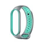 Curea din silicon Beline Design compatibila cu Xiaomi Mi Band 7/6/5, Gri / Verde 3 - lerato.ro