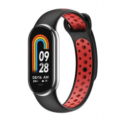 Curea din silicon Beline Design compatibila cu Xiaomi Mi Band 10/9/8, Negru / Rosu