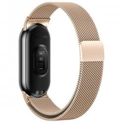 Curea Beline Magnetic Metal Strap compatibila cu Xiaomi Mi Band 10/9/8, Rose Gold