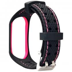 Curea din silicon Beline Sport Strap compatibila cu Xiaomi Mi Band 6/5, Negru / Roz