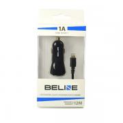 Incarcator auto Beline, 1A, 1x USB-A, 1x Cablu Lightning, Negru
