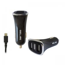 Accesorii auto, Incarcator auto Beline, 4A, 3x USB-A, 1x Cablu Lightning 1m, Negru, lerato.ro