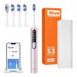 Periuta de dinti sonica cu set de capete si husa Bitvae S3, Autonomie 180 zile, 5 moduri functionare, Bluetooth, Roz 3 - lerato.ro