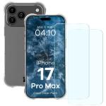 Kit protectie 2 in 1 BizonMobile Clear Pack, Carcasa Bizon Salpa si Folie sticla securizata Bizon Glass Clear 2, compatibil cu iPhone 17 Pro Max, Transparent 2 - lerato.ro