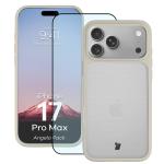 Kit protectie 2 in 1 BizonMobile, Carcasa Bizon Angelo si Folie sticla securizata Bizon Glass Edge, compatibil cu iPhone 17 Pro Max, Bej 2 - lerato.ro