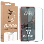 Kit protectie 2 in 1 BizonMobile, Carcasa Bizon MatteO si Folie sticla securizata Bizon Glass Edge, compatibil cu iPhone 17 Pro Max, Roz 10 - lerato.ro