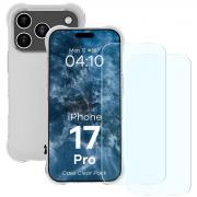 Kit protectie 2 in 1 BizonMobile Clear Pack, Carcasa Bizon Salpa si Folie sticla securizata Bizon Glass Clear 2, compatibil cu iPhone 17 Pro, Transparent