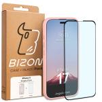Kit protectie 2 in 1 BizonMobile, Carcasa Bizon Angelo si Folie sticla securizata Bizon Glass Edge, compatibil cu iPhone 17, Roz 9 - lerato.ro